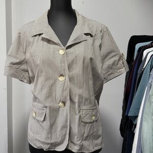 Christopher & Banks Black and White Striped blazer Jacket